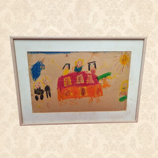 Framed Kid’s Drawing - People On A Bus Ride (H: 39cm x W: 55cm)