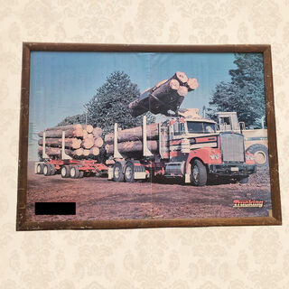 Framed Poster - Logging Truck Being Loaded (H: 45cm x W: 62cm)