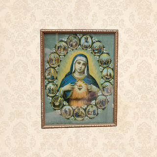 Framed Poster - Mary In Gold Frame (H: 26cm x W: 20cm)