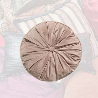 Cushion Round - Pink Velvet (Dia: 40cm x D:13cm)