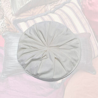 Cushion Round - White Velvet (Dia: 40cm x D:13cm)