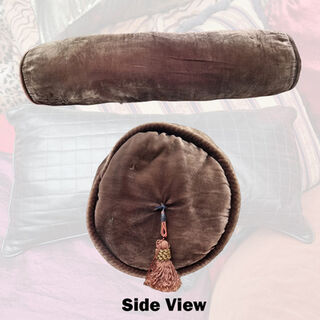 Cushion Cylinder - Brown Velvet w/ Tassel (L: 80cm x D: 20cm)