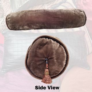 Cushion Cylinder - Brown Velvet w/ Tassel (L: 80cm x D: 20cm)