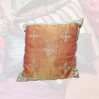Cushion Small - Red Silk w/ Embroidery (38cm)