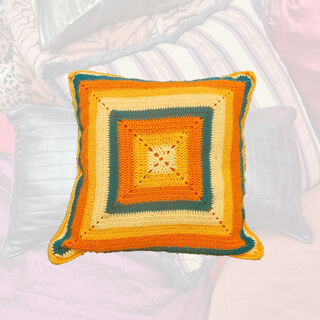 Cushion Small - Green & Orange Crochet (50cm)
