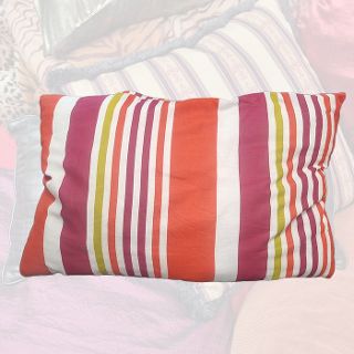 Cushion Medium - Oblong Red, Orange, White & Green Stripes (60cm x 40cm)