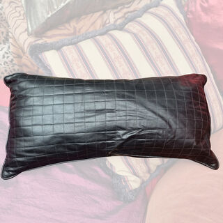 Cushion Small - Oblong Black Faux Leather (55cm x 30cm)