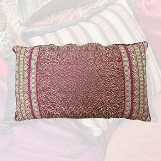 Cushion Small - Oblong Red & Yellow Patterned w/ Red Tassel ( cm x cm)