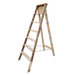Ladder A-Frame - Wooden w/ Paint Splatter (Closed - H: 1.92m x D: 0.11m x Top W: 0.41m Bottom W: 0.64m. Open - H: 1.87m x W: 1.25m)