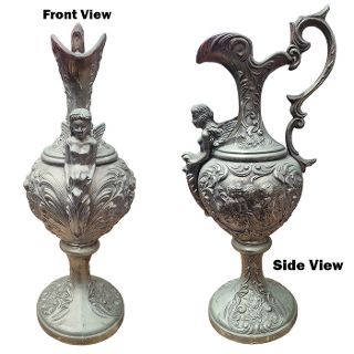 Large Bronze Ornate Jug - Metal (H: 50cm W: 23cm. Base Dia: 16cm)