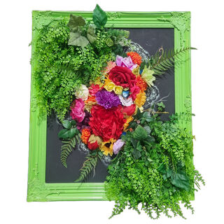 Green Framed 3D Flower & Fauna Collage (H: 70cm x W: 60cm)