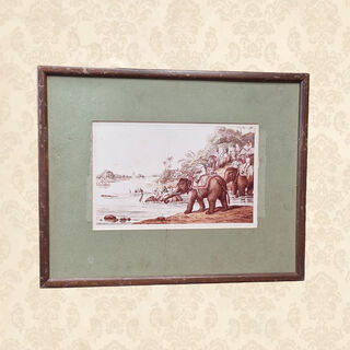 Framed Print - “Tiger Hunting On an Indian River” By Samuel Howitt (H: 32cm x W: 40cm)