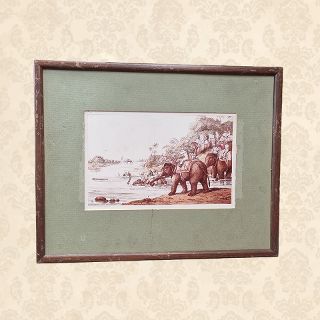 Framed Print - “Tiger Hunting On an Indian River” By Samuel Howitt (H: 32cm x W: 40cm)