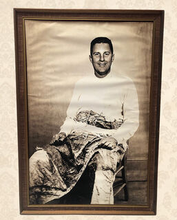 Framed Poster - Man Seated Sepia (H: 99cm x W: 68cm)