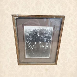 Framed Photo - Black & White Trombone Players (H: 33cm x W: 27.5cm)