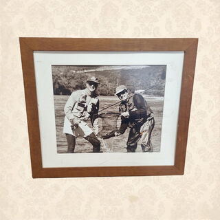 Framed Photo - Black and White Men Fishing with Fish (H: 50cm x W: 58cm)