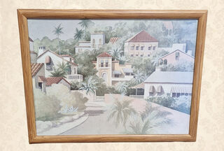 Framed Print - Mediterranean Hill Side (H: 46cm x W: 61cm)