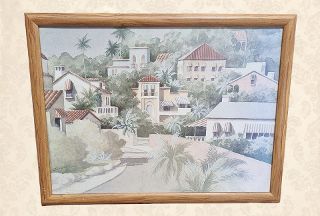 Framed Print - Mediterranean Hill Side (H: 46cm x W: 61cm)