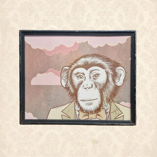 Framed Print - Pastel, Business Monkey (H: 43.4cm x W: 54cm)