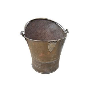 Brass Bucket / Pail For Coals (H: 34cm x Base Dia: 23cm)