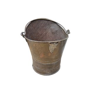Brass Bucket / Pail For Coals (H: 34cm x Base Dia: 23cm)