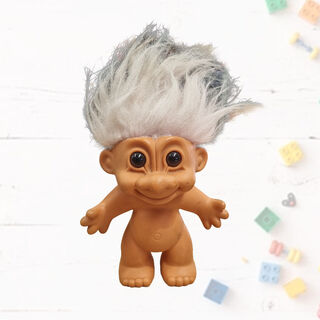 Troll Doll - Naked w/ White Hair (H: 25cm x W: 17cm x D: 10cm)