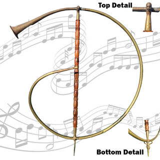Roman Horn - Cornu, Brass & Wood (H: 110cm x W: 10cm x D: 95cm)