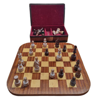 Wooden Chess Set Large - Incomplete (Board size: 48cm x 48cm)