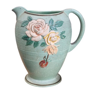 Porcelain Jug - Brentleigh Ware Jug Eggshell Green (H: 20.5cm x Base Dia: 10.5cm x Top W: 20cm Top D: 15cm)