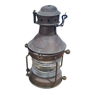 Ships Brass & Glass Lantern - Clear  (H: 32cm x W: 15cm x D: 15cm)