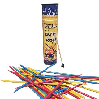 Vintage Pick Up Sticks / Lift A Stick In Cylinder w/ 28 Sticks & 1 Magnetic Stick In Tube (H: 20cm x Dia: 5cm)