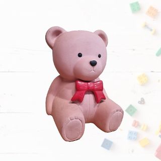 Ceramic Teddy Bear Coin Box Pink (H: 22cm x L: 17cm x W: 15cm)