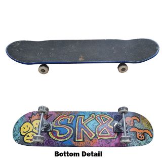 Skateboard #1 - Standard W/ White Wheels & SK8 Graffiti on Base (H: 9.5cm x L: 79cm x W: 20cm)