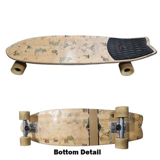 Skateboard #3 Tan Tropical w/ White Wheels (H: 10cm x L: 75cm x W: 23cm)