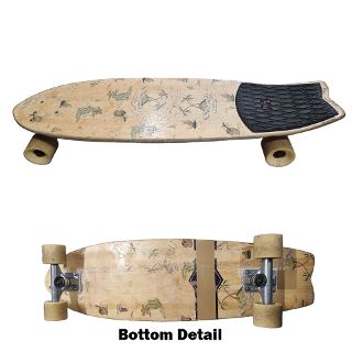 Skateboard #3 Tan Tropical w/ White Wheels (H: 10cm x L: 75cm x W: 23cm)