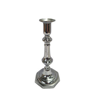 Silver Table Candelabra 1pt Tall (H: 12.5cm x W: 9.5cm x D: 9.5cm)