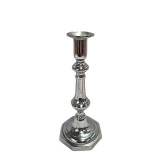 Silver Table Candelabra 1pt Tall (H: 12.5cm x W: 9.5cm x D: 9.5cm)