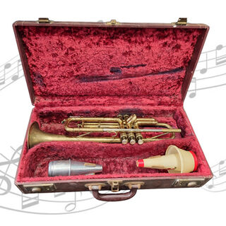 Trumpets In Case w/ Mutes (Case H: 15cm x L: 54cm x W: 29cm)