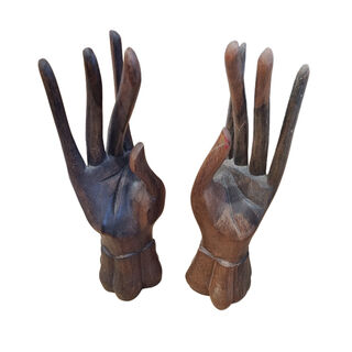 Wooden Hand Ornament Pair (H: 20cm x L: 5.5cm x W: 5cm - Each Hand)