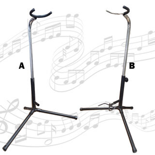 Guitar Stand - Tall & Adjustable - Black & Sliver (H: 75cm x L: 56cm x W: 33cm)