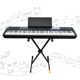 Casio Keyboard w/Weighted Keys (Working) - (H:120cm OR 30cm w/o Stand x W:132cm x D: 55cm)