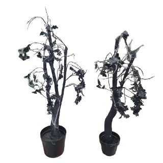 Black Spooky Potted Tree w/ Cobwebs (H: 1.4m x W: 0.6m)