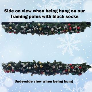 Christmas Garlands w/ Gold, Red, Green & Silver Baubles w/ Lights(L: 2.1m x W: 0.3m)