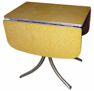 Formica Kitchen Table #005 Yellow Drop Leaf (H: 73cm W: 122cm D: 76cm)